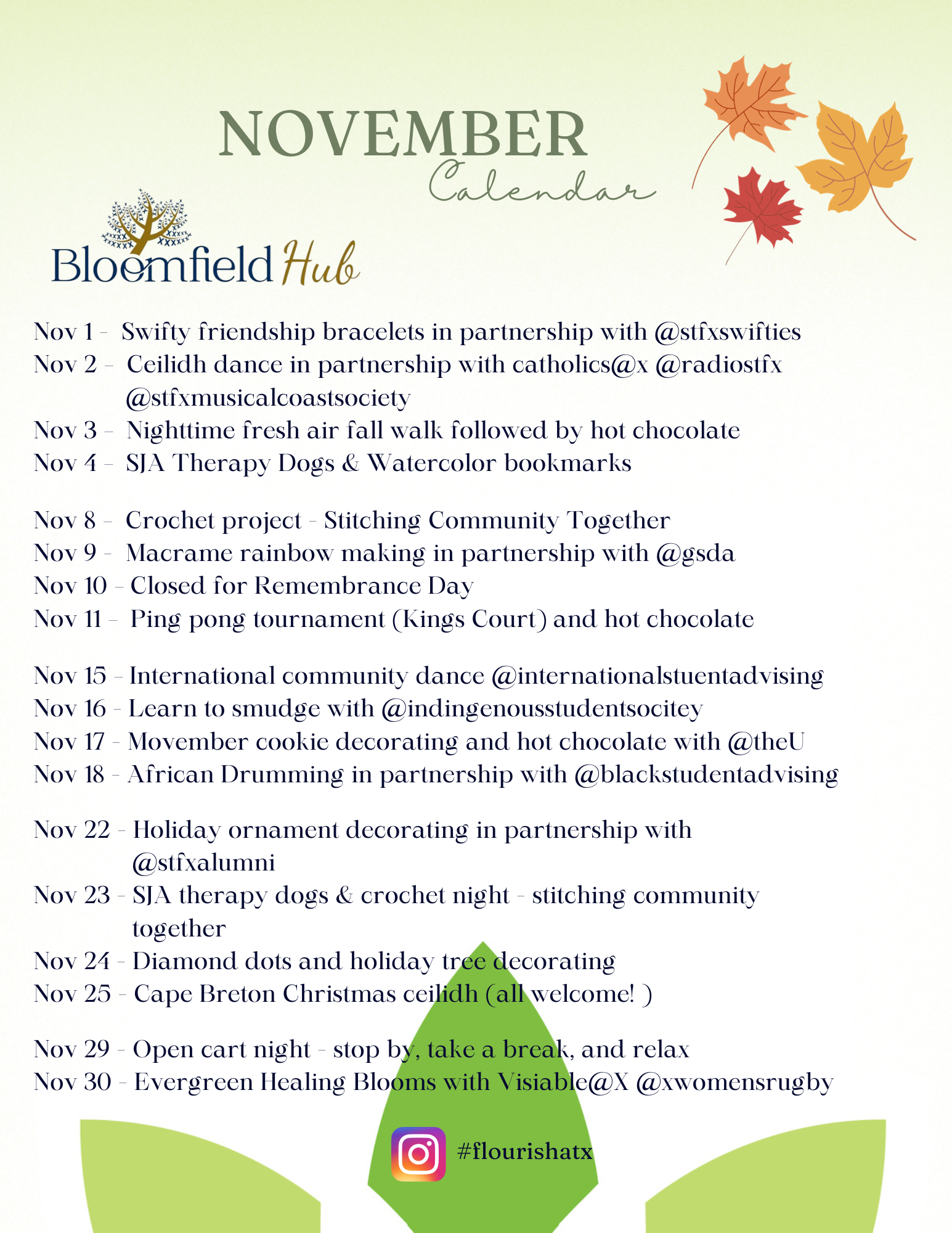 Bloomfield Hub Calendar November 2023 Bloomfield Hub Calendar November 2023