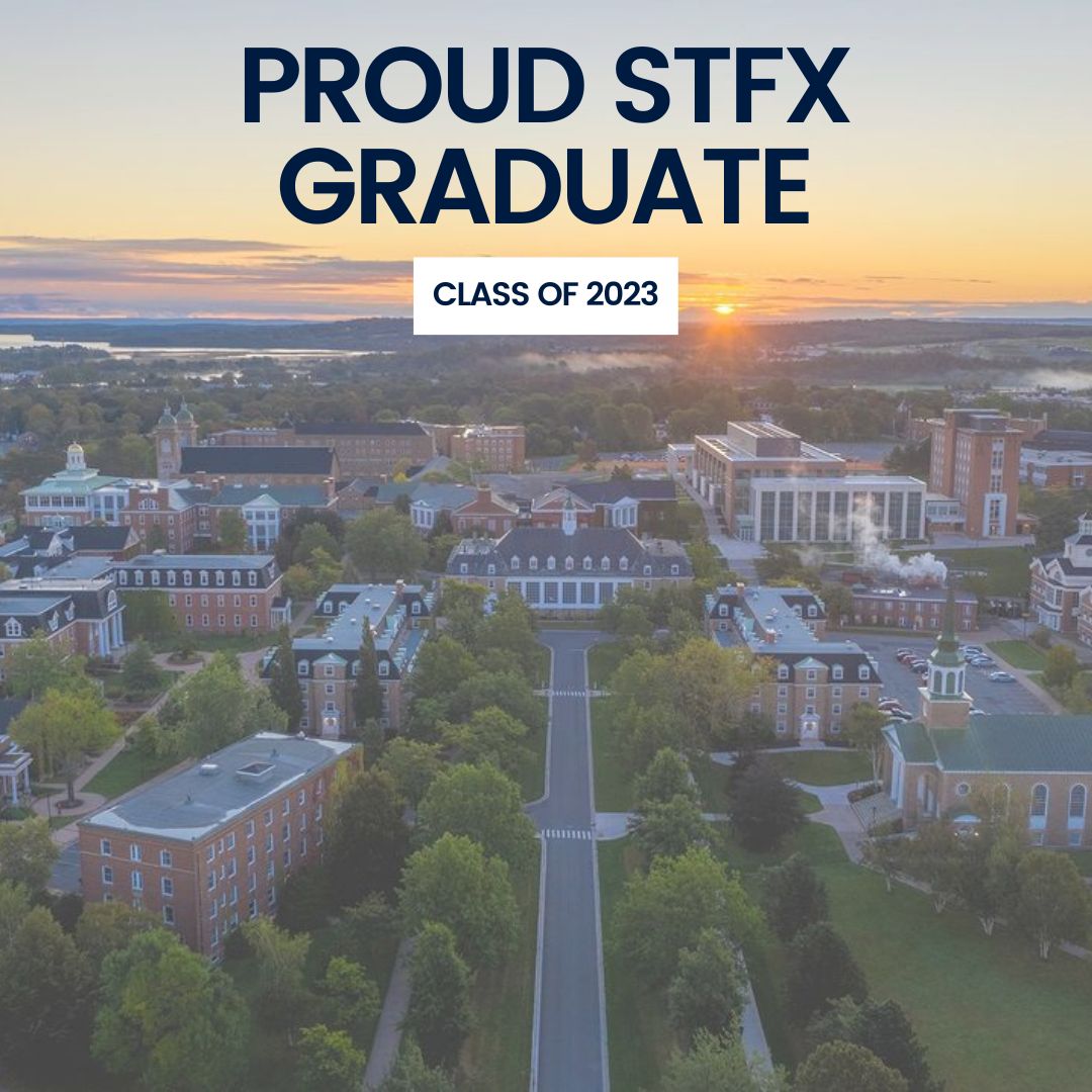 Poster for Instagram/Facebook posts "PROUD STFX GRADUATE CLASS OF 2023"