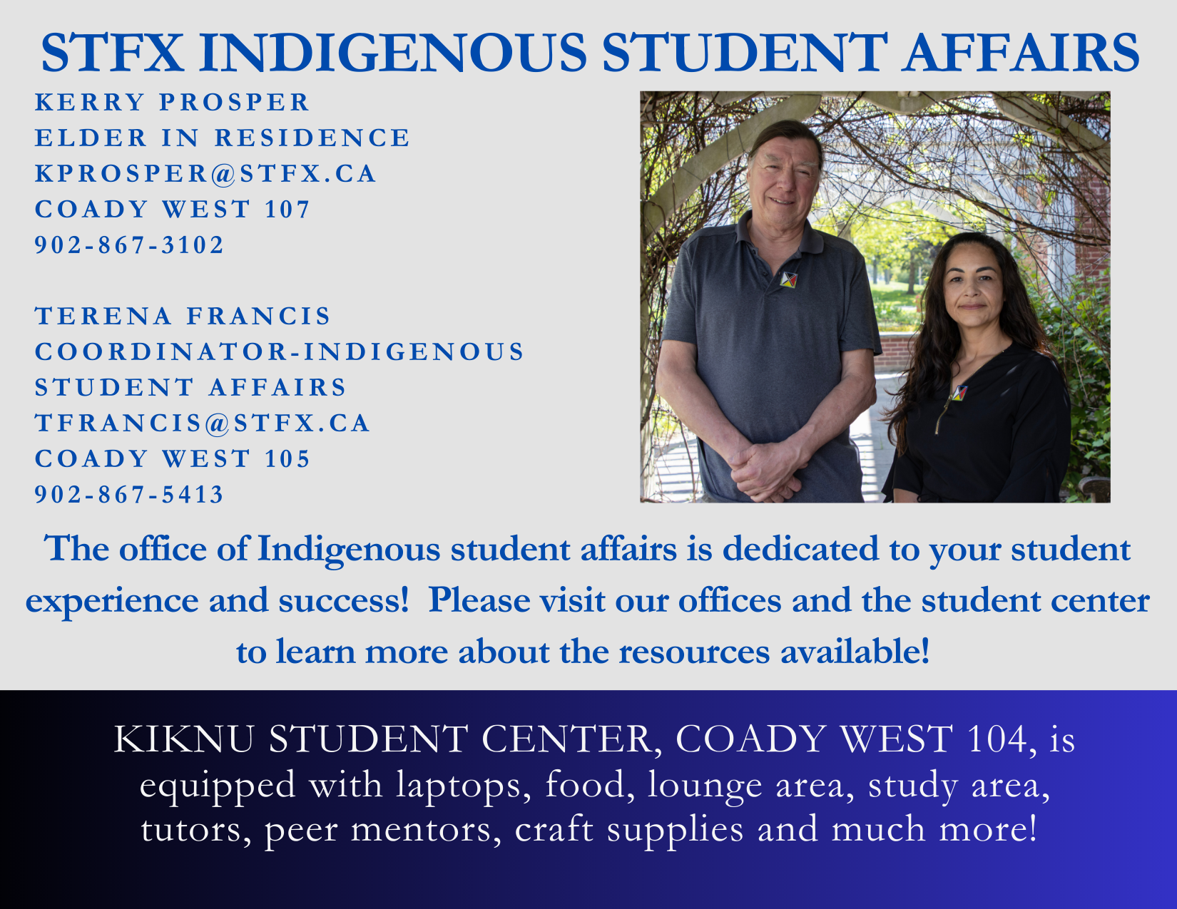 Promotional card for StFX Indigenous Student Affairs
