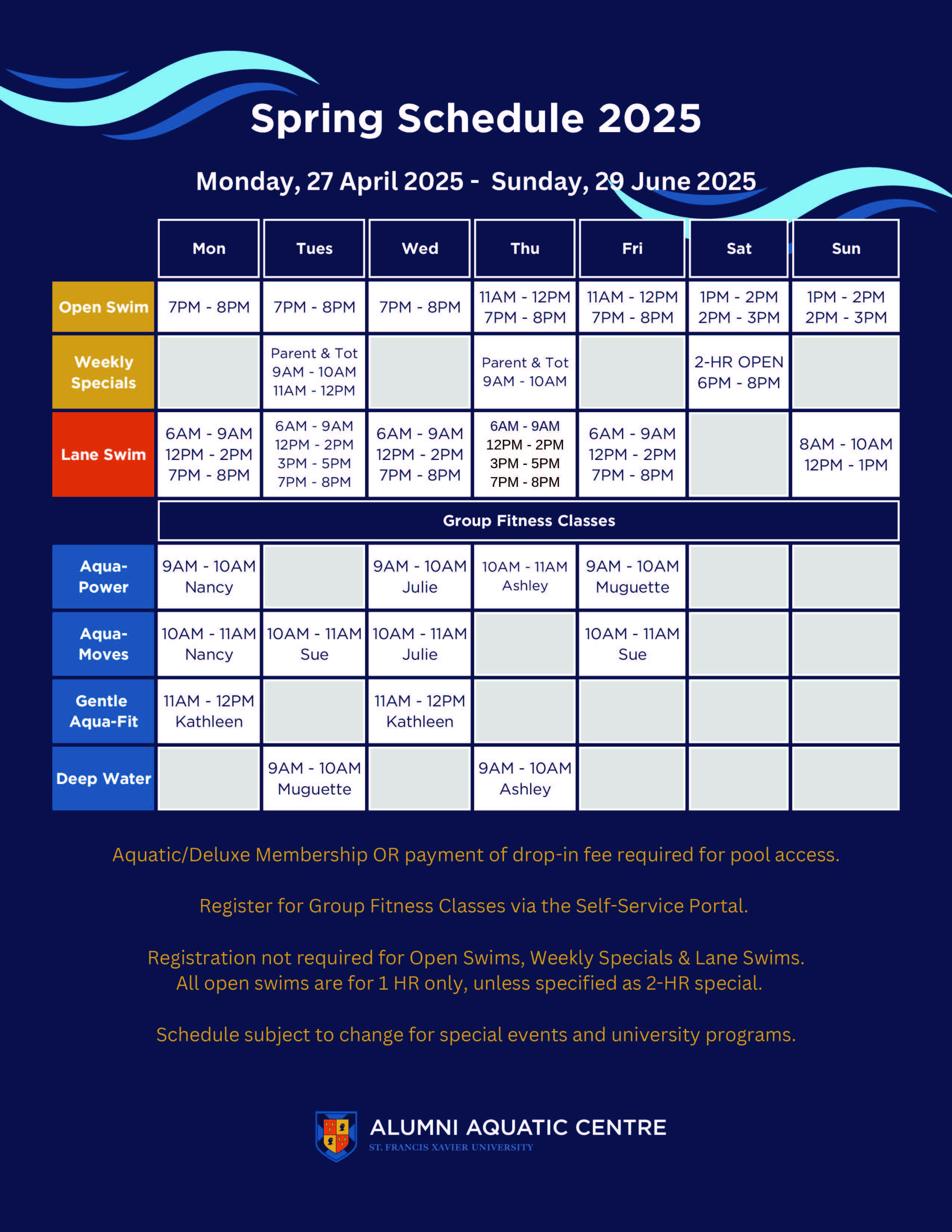 Spring Schedule Spring Schedule
