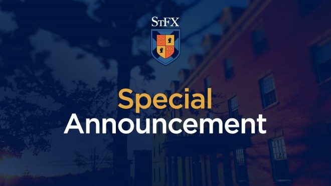 StFX Special announcement graphic