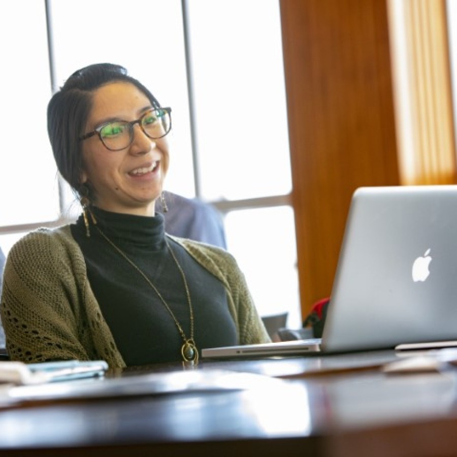 A student studying