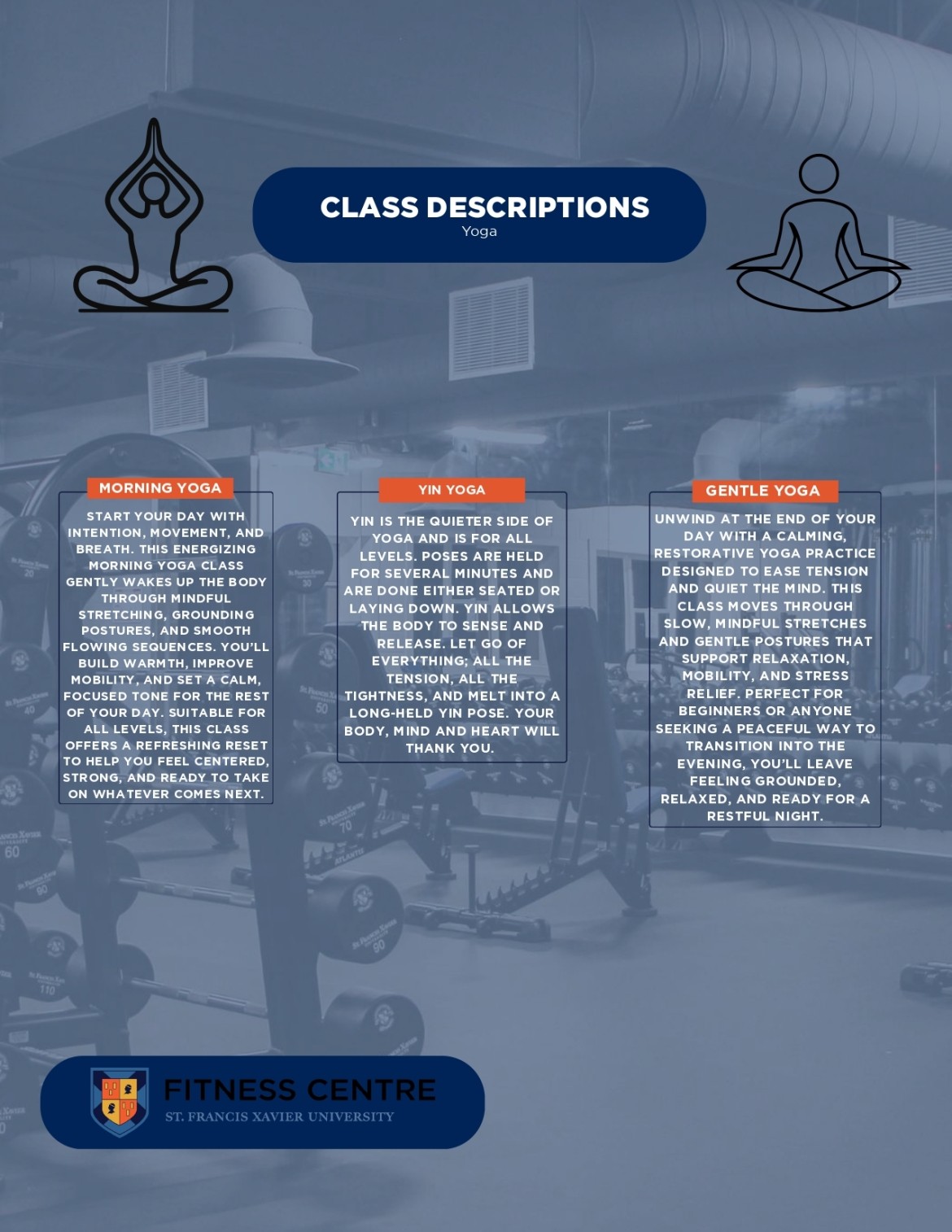 Class descriptions of group fitness mobility and wellness classes