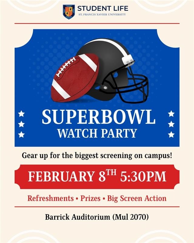 Gear up for the biggest screening on campus! February 8th 5:30pm in the Barrick Auditorium. Refreshments and prizes available!