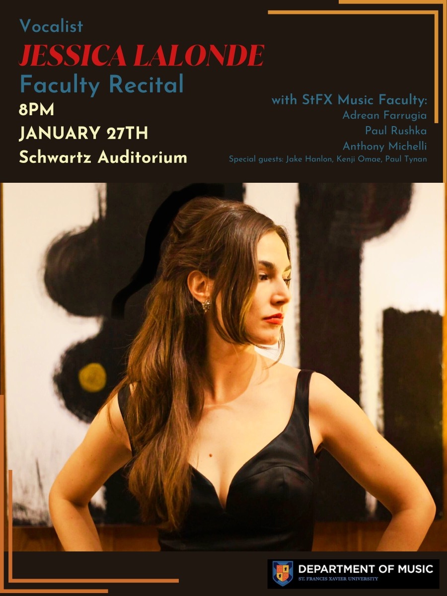 Jessica Lalonde Faculty Recital - Jan. 27, 2025 @ 8pm in the Schwartz Auditorium