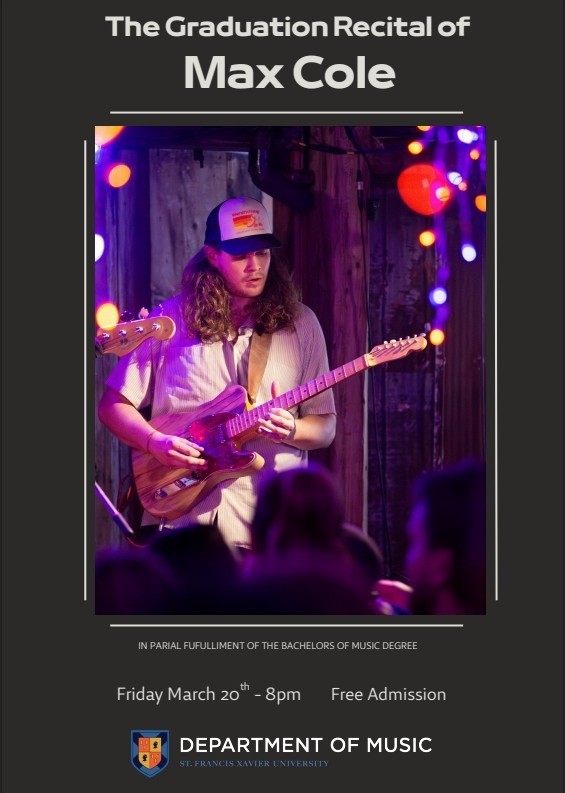 March 20, 2026 @ 8pm - Max Cole Graduation Recital (Schwartz Auditorium)