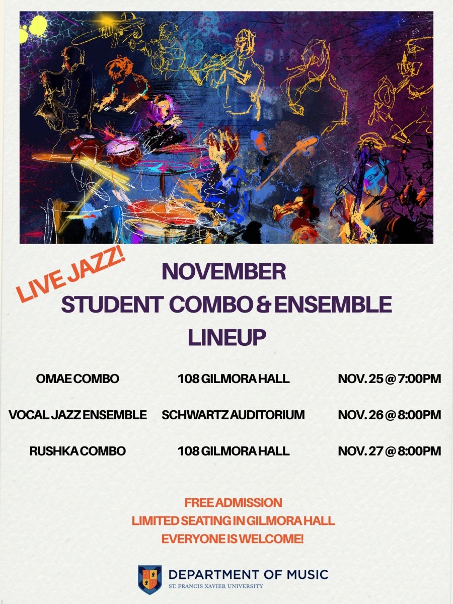 Nov. 25-27, 2025 - StFX Music's Combo & VJE schedule