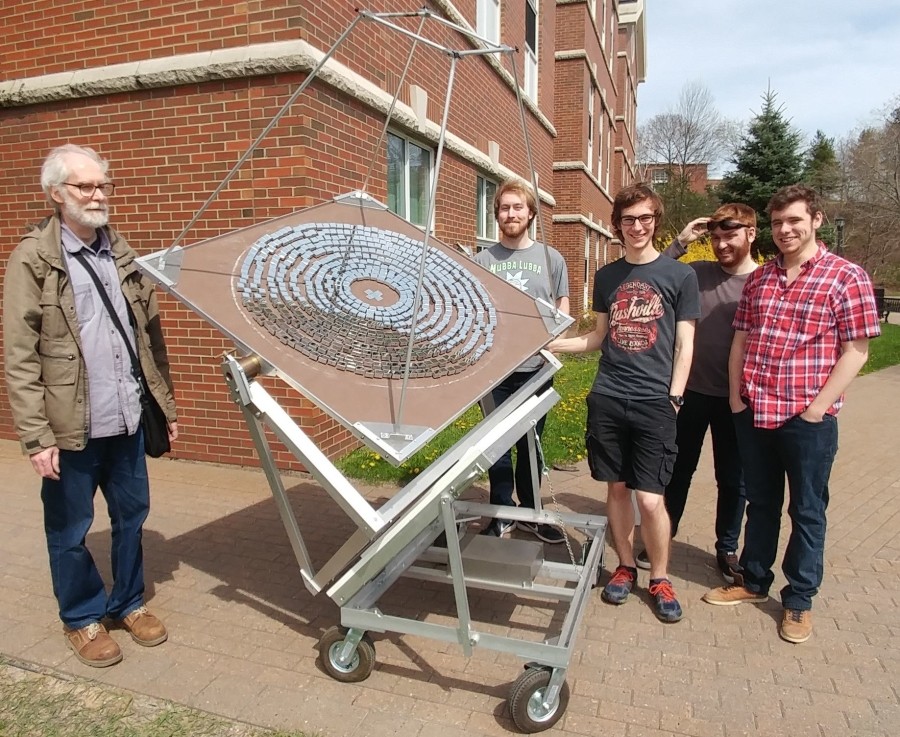 Jamie, Liam, Patrick, Brian and Dean get the solar oven ready for action