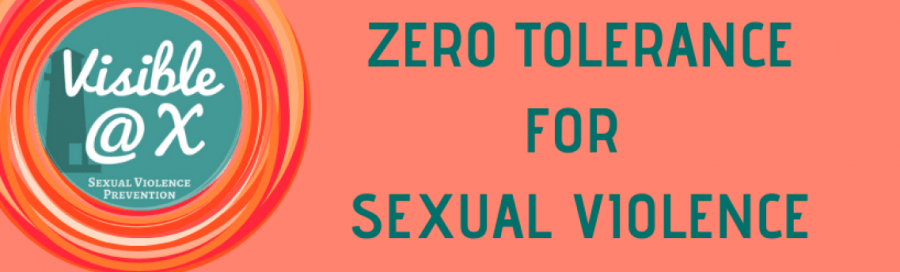 Visible @ X Logo: &quot;ZERO TOLERANCE FOR SEXUAL VIOLENCE&quot;