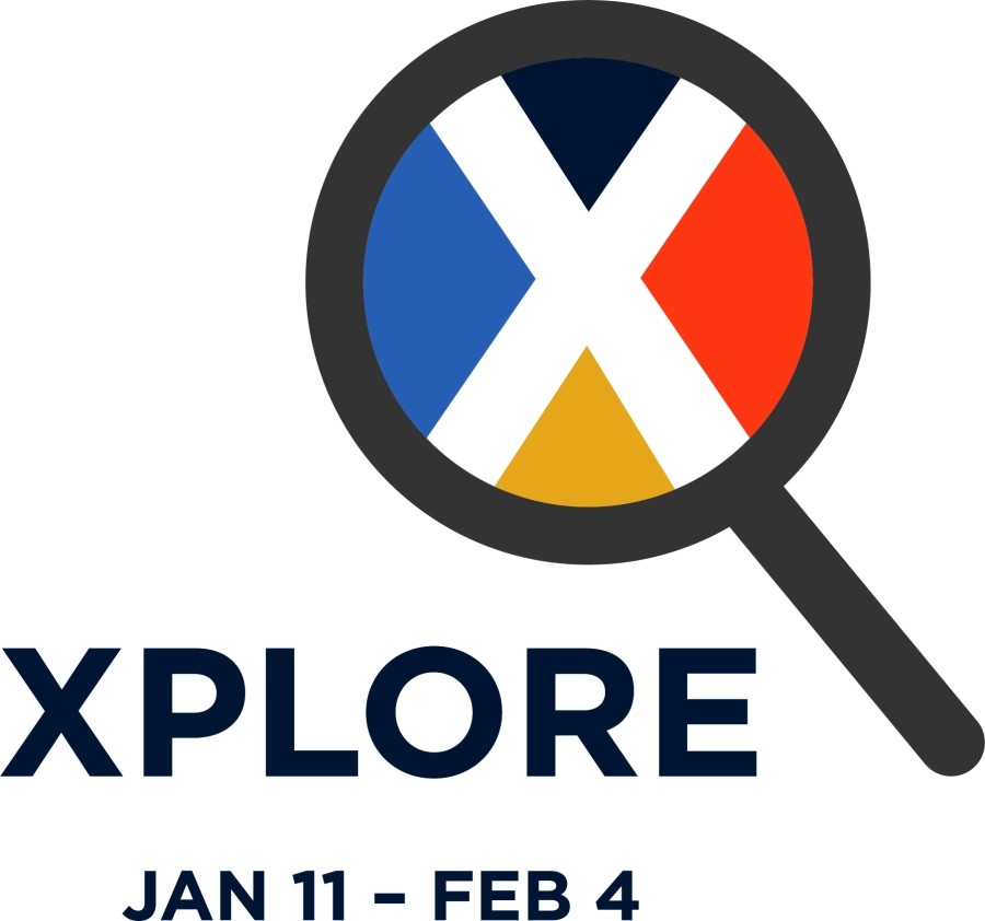 Hour glass with word XPLORE 