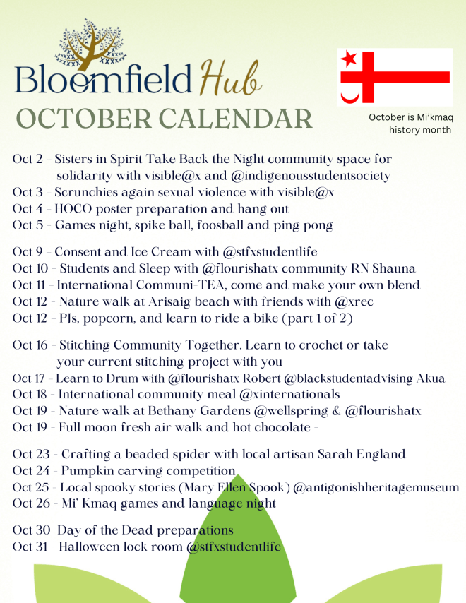 Bloomfield Hub October 2024 Programming Poster