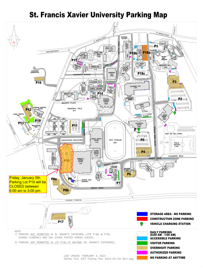 StFX University Parking Map Keating P10