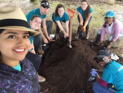 Group of people planting trees