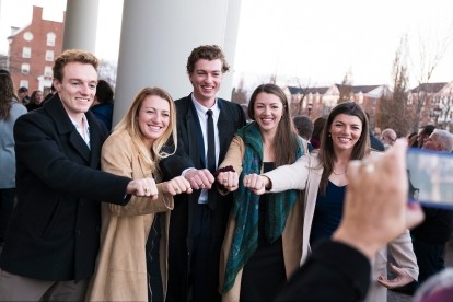 Students outside the Keating Centre on X-Ring Day